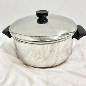 REVERE WARE 1801 Copper Clad Bottom Stainless Steel 4.5 Qt Stock Pot w Lid USA